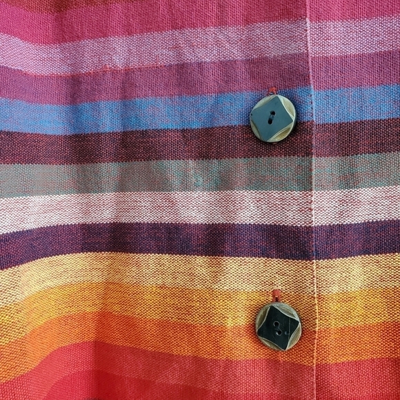 Tantrums Women Medium Rainbow Stripe Bohemian Embroidered Button Up Jacket - Picture 7 of 8